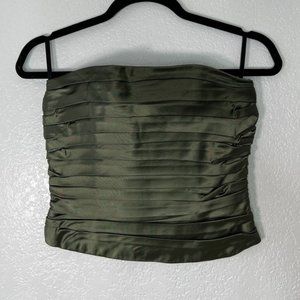 Vintage retro Jessica McClintock T2K olive green pleated bustier corset